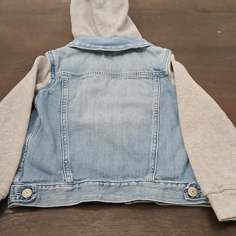 Denim Gap Kids Grey & Jean Jacket With Dinosaur Hoodie Size:5 Kids